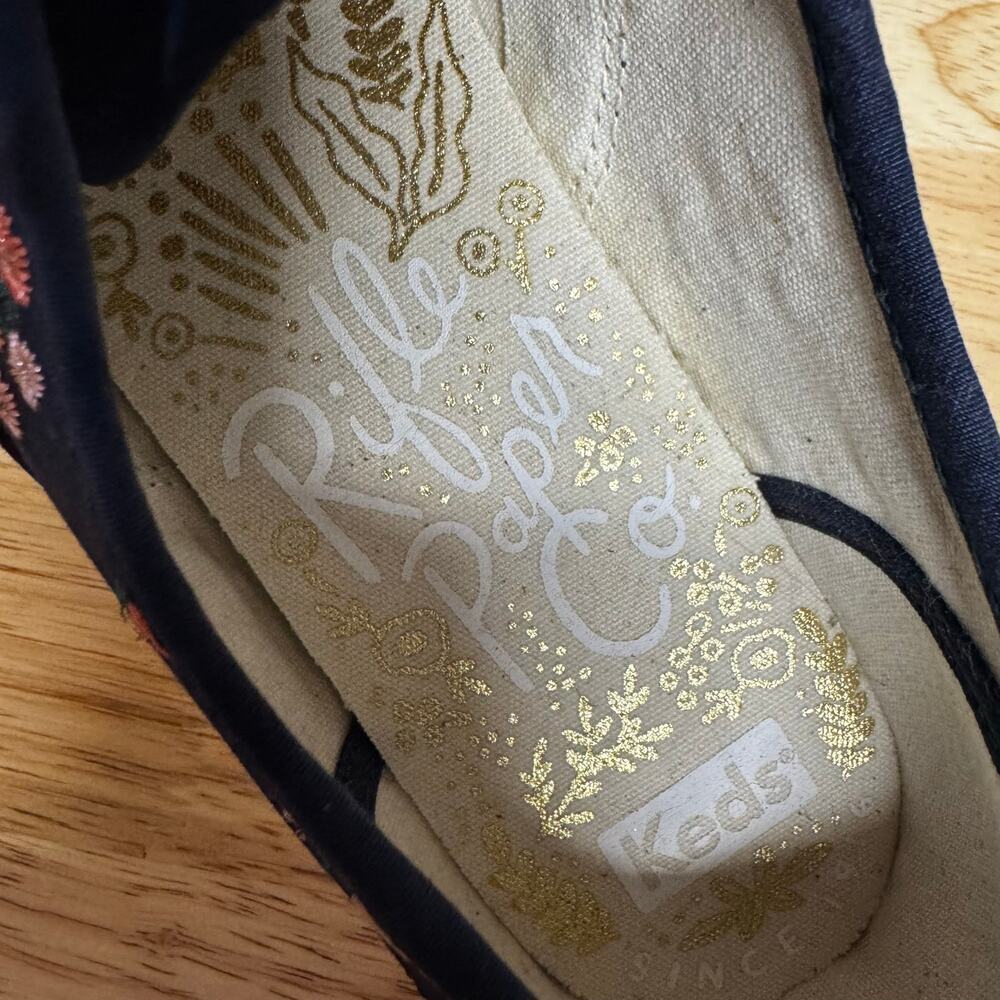 Keds x Rifle Paper Co. Blue Embroidered Floral Sneakers Size 9.5 Spring Cottage - Picture 8 of 8